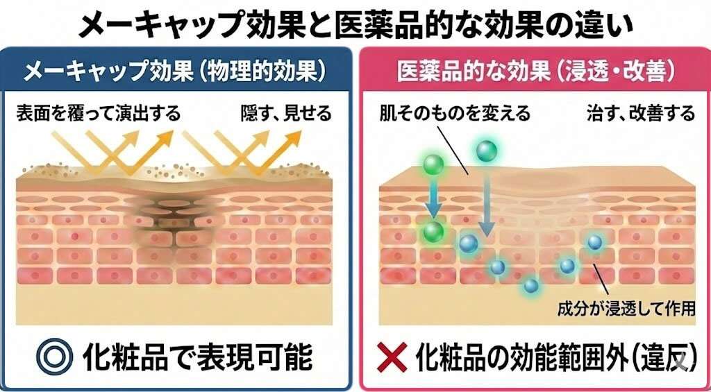 メーキャップ効果と医薬品的な効果の違い