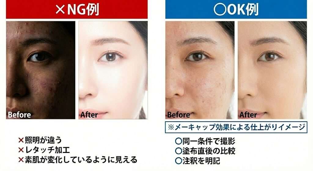 ビフォーアフター写真のNG／OK表現